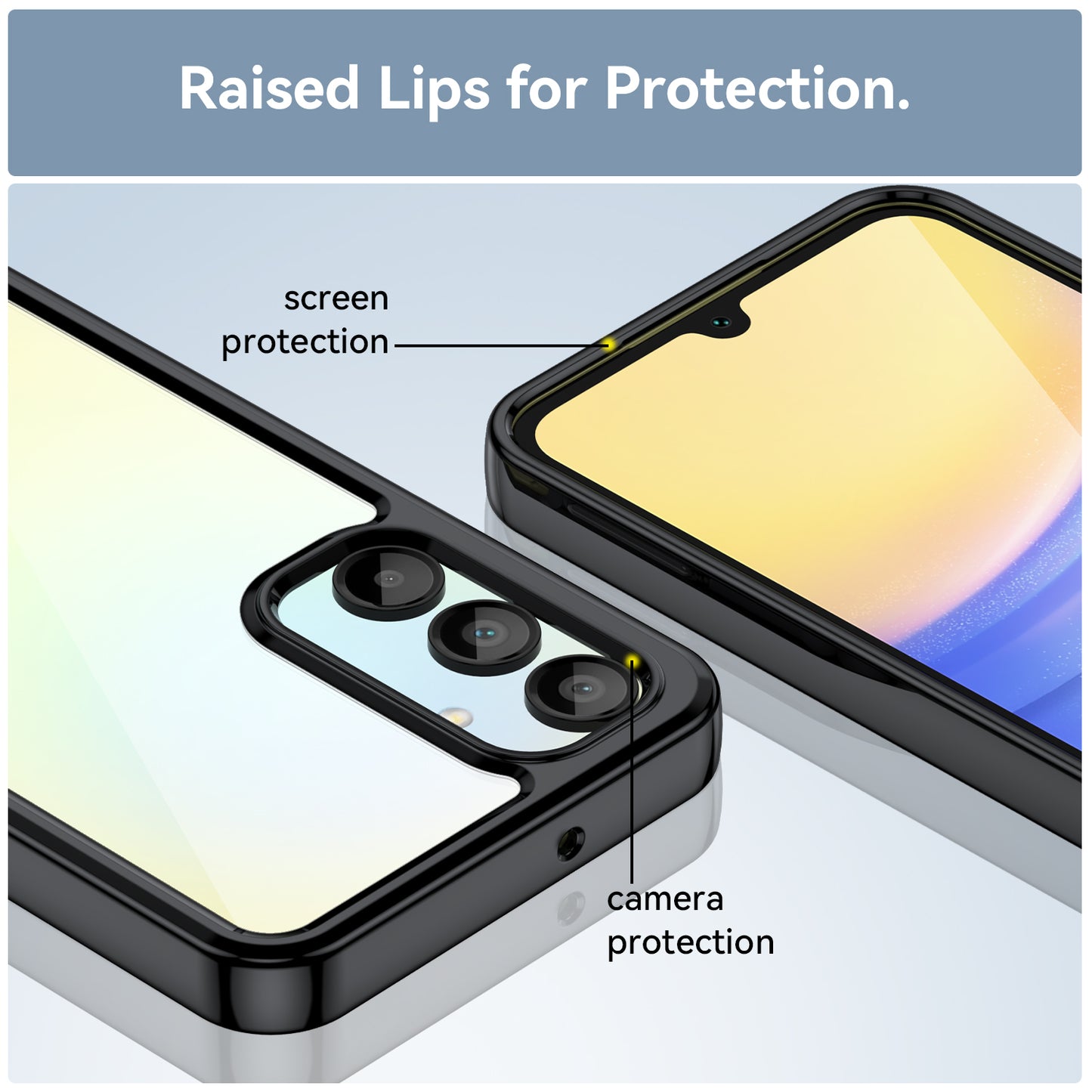 For Samsung Galaxy A16 5G / A16 4G Shockproof Case TPU +Acrylic Protective Clear Phone Cover - Black