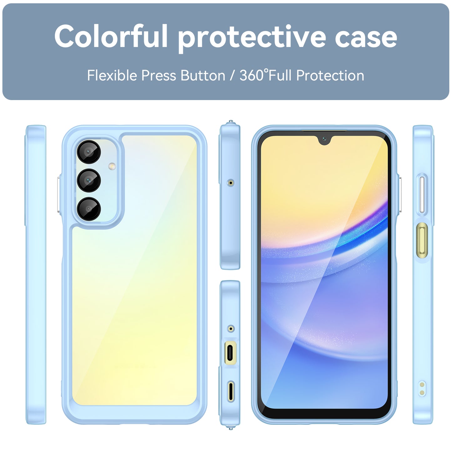 For Samsung Galaxy A16 5G / A16 4G Shockproof Case TPU +Acrylic Protective Clear Phone Cover - Blue