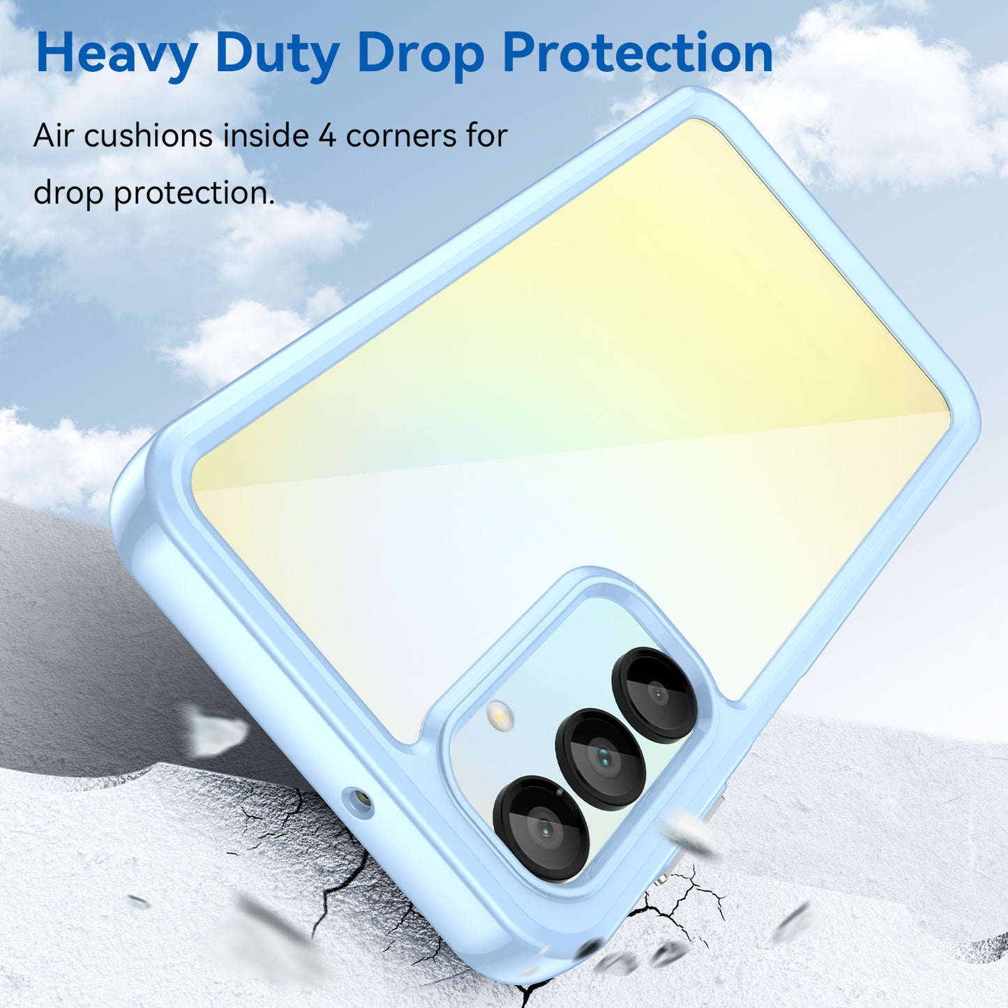 For Samsung Galaxy A16 5G / A16 4G Shockproof Case TPU +Acrylic Protective Clear Phone Cover - Blue
