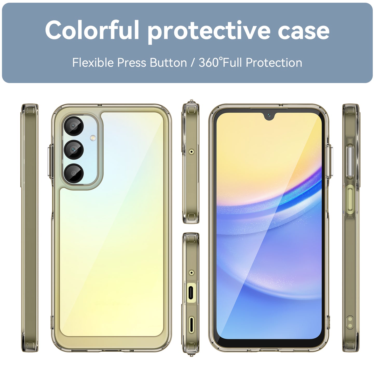 For Samsung Galaxy A16 5G / A16 4G Shockproof Case TPU +Acrylic Protective Clear Phone Cover - Transparent Grey