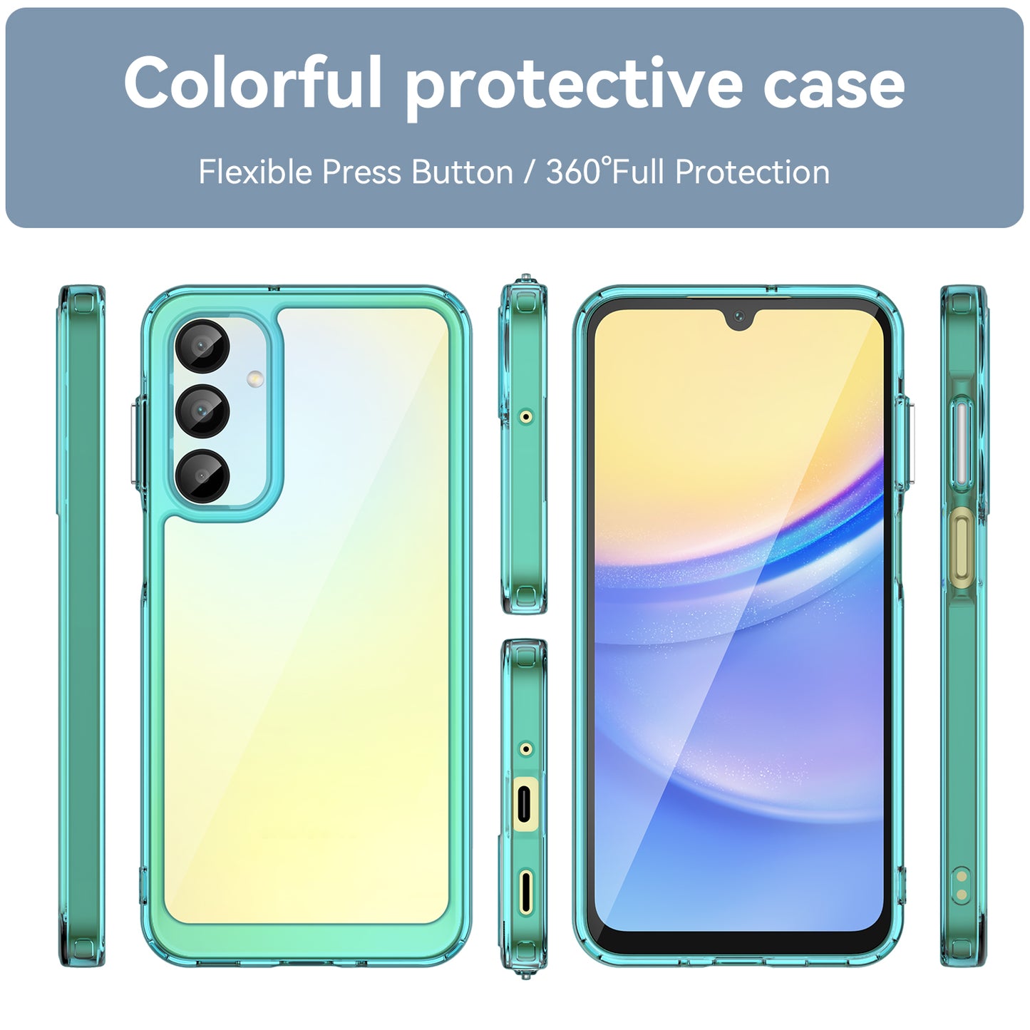 For Samsung Galaxy A16 5G / A16 4G Shockproof Case TPU +Acrylic Protective Clear Phone Cover - Transparent Blue