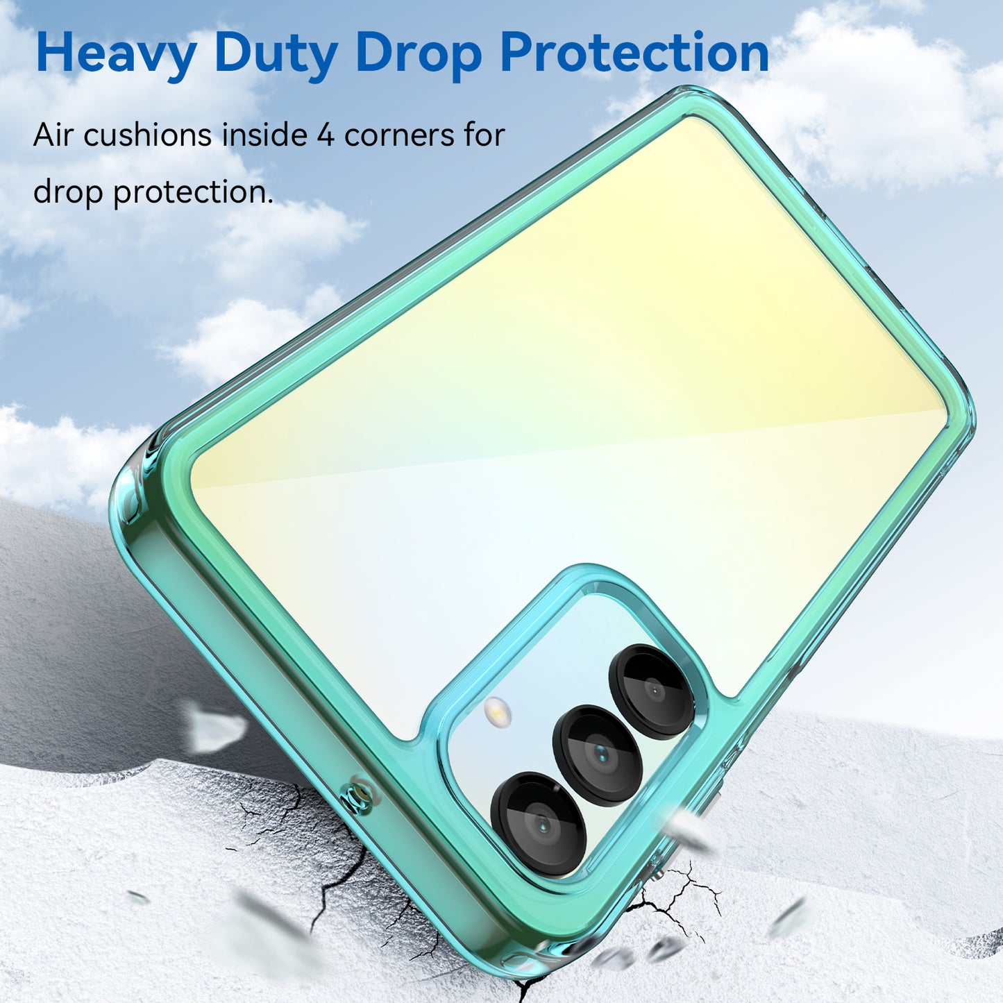 For Samsung Galaxy A16 5G / A16 4G Shockproof Case TPU +Acrylic Protective Clear Phone Cover - Transparent Blue
