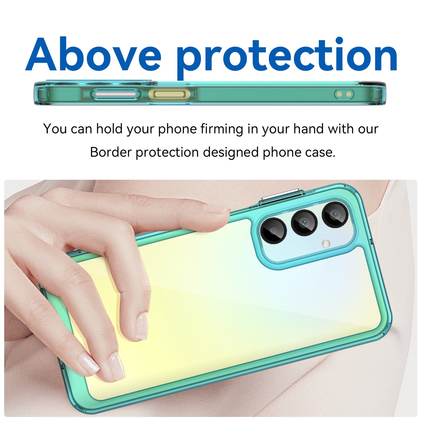 For Samsung Galaxy A16 5G / A16 4G Shockproof Case TPU +Acrylic Protective Clear Phone Cover - Transparent Blue