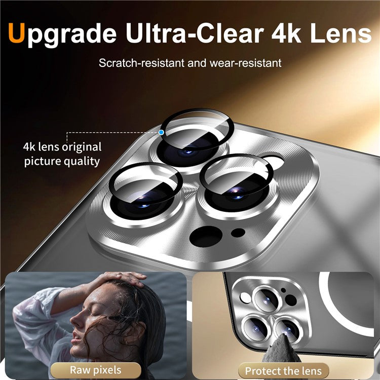 For iPhone 16 Pro Case Compatible with MagSafe Metal Frame Matte Phone Cover - Silver