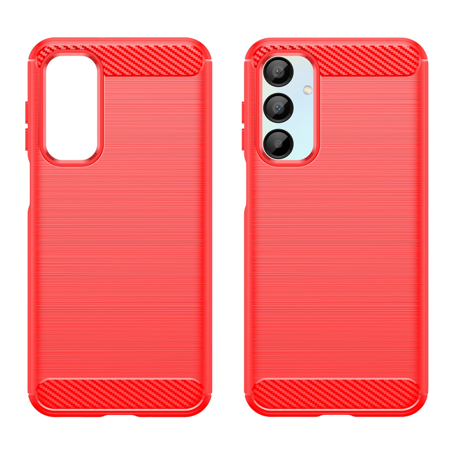 For Samsung Galaxy A16 5G / A16 4G Case Carbon Fiber Texture TPU Brushed Phone Cover - Red