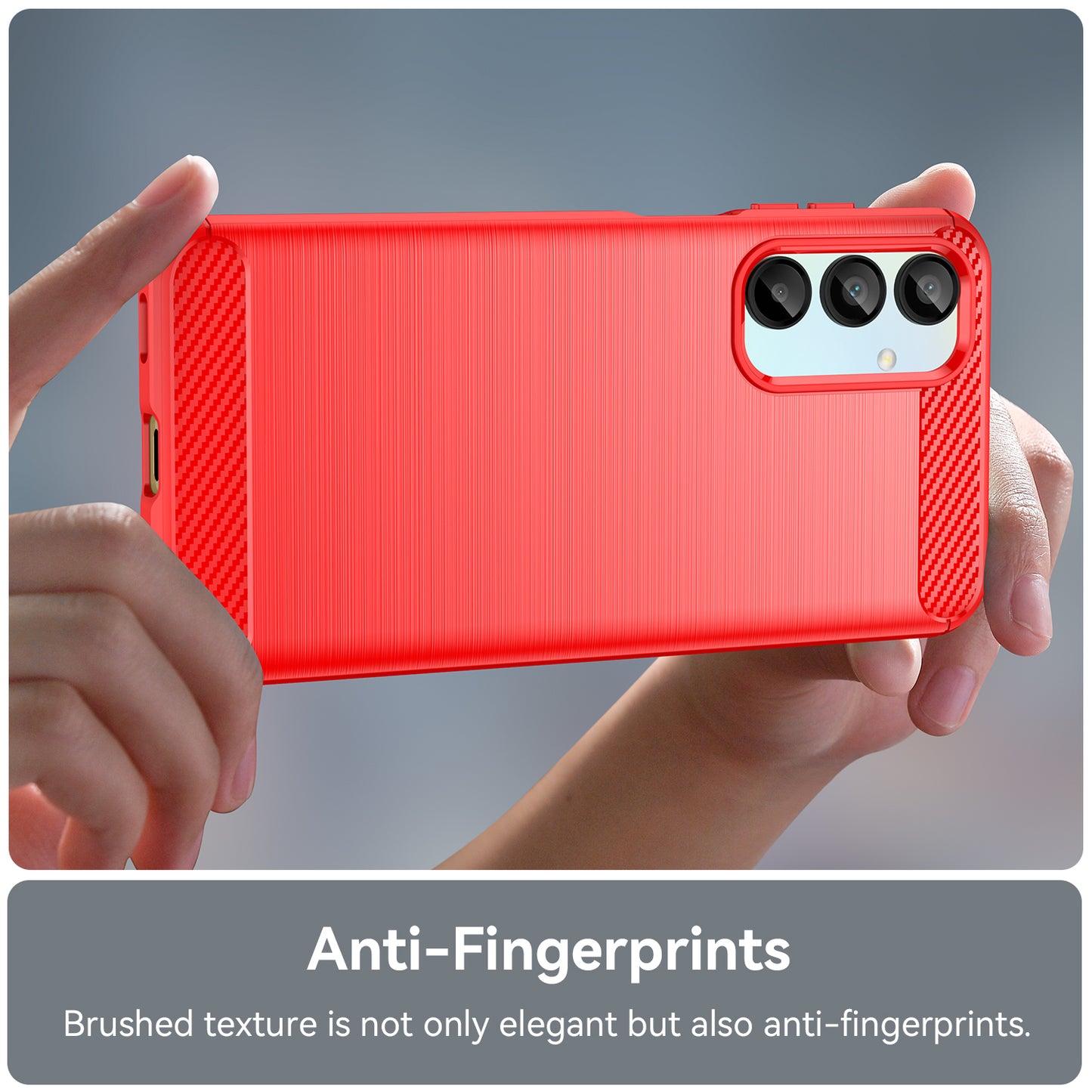 For Samsung Galaxy A16 5G / A16 4G Case Carbon Fiber Texture TPU Brushed Phone Cover - Red