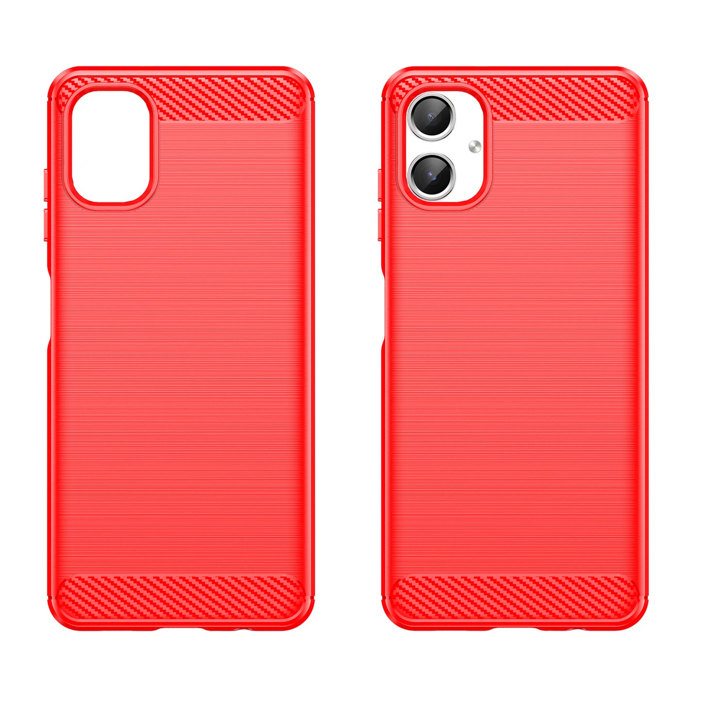 For Samsung Galaxy A06 Case Carbon Fiber Texture TPU Brushed Phone Cover - Red