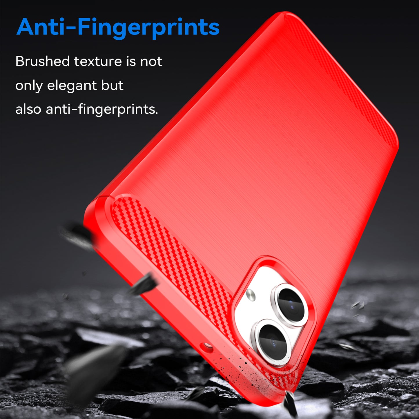 For Samsung Galaxy A06 Case Carbon Fiber Texture TPU Brushed Phone Cover - Red