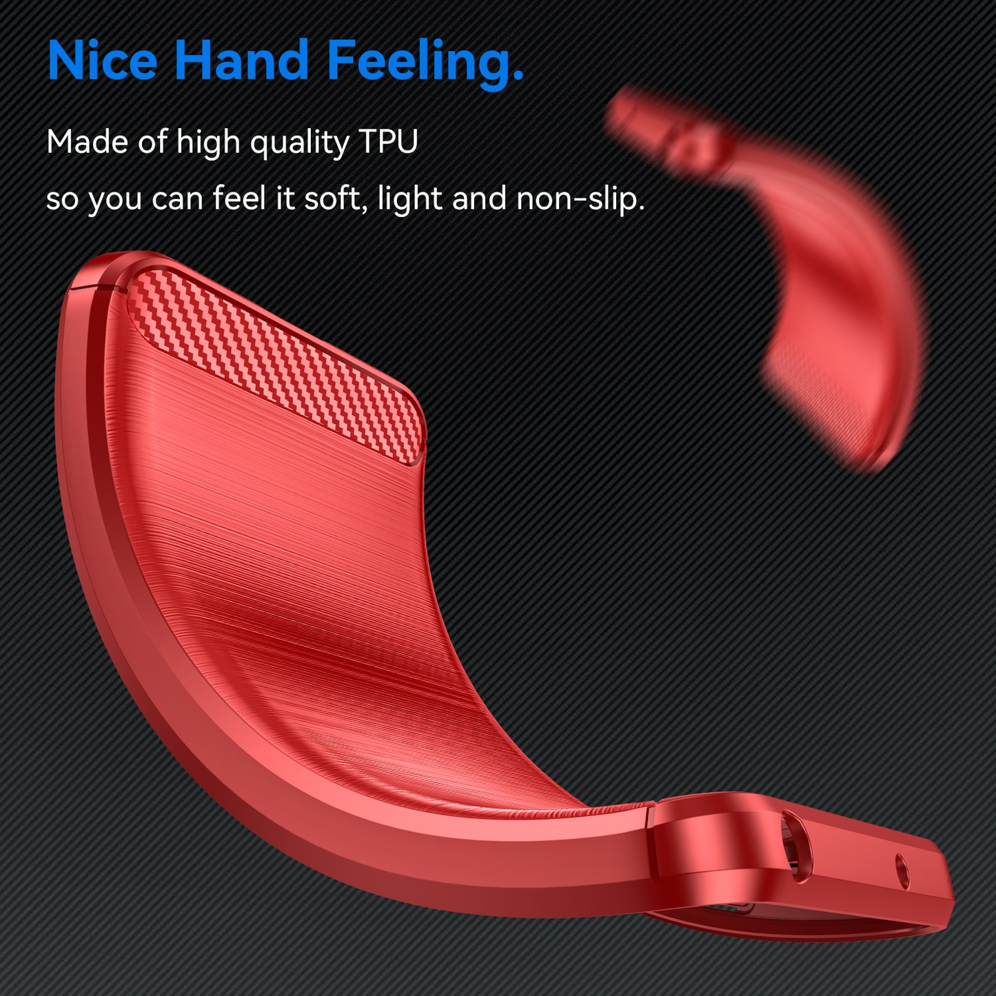 For Samsung Galaxy A06 Case Carbon Fiber Texture TPU Brushed Phone Cover - Red
