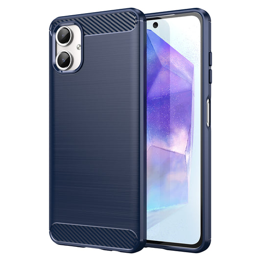 For Samsung Galaxy A06 Case Carbon Fiber Texture TPU Brushed Phone Cover - Blue