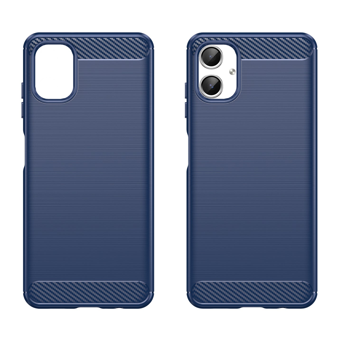 For Samsung Galaxy A06 Case Carbon Fiber Texture TPU Brushed Phone Cover - Blue