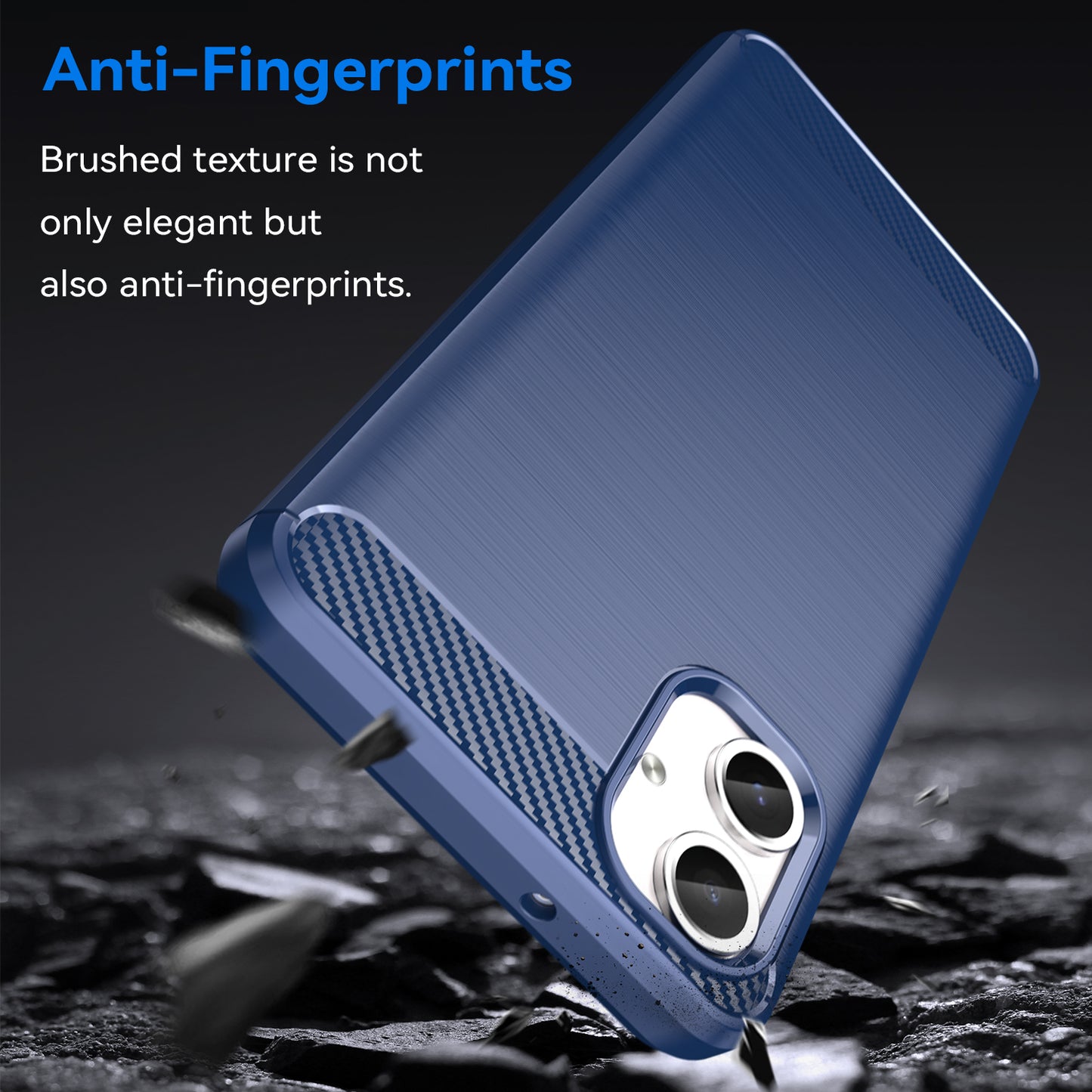 For Samsung Galaxy A06 Case Carbon Fiber Texture TPU Brushed Phone Cover - Blue