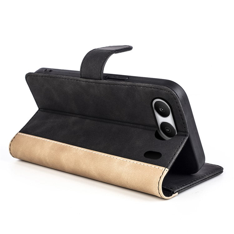 For OnePlus Nord 4 Wallet Case Leather Phone Cover Splicing Color - Black