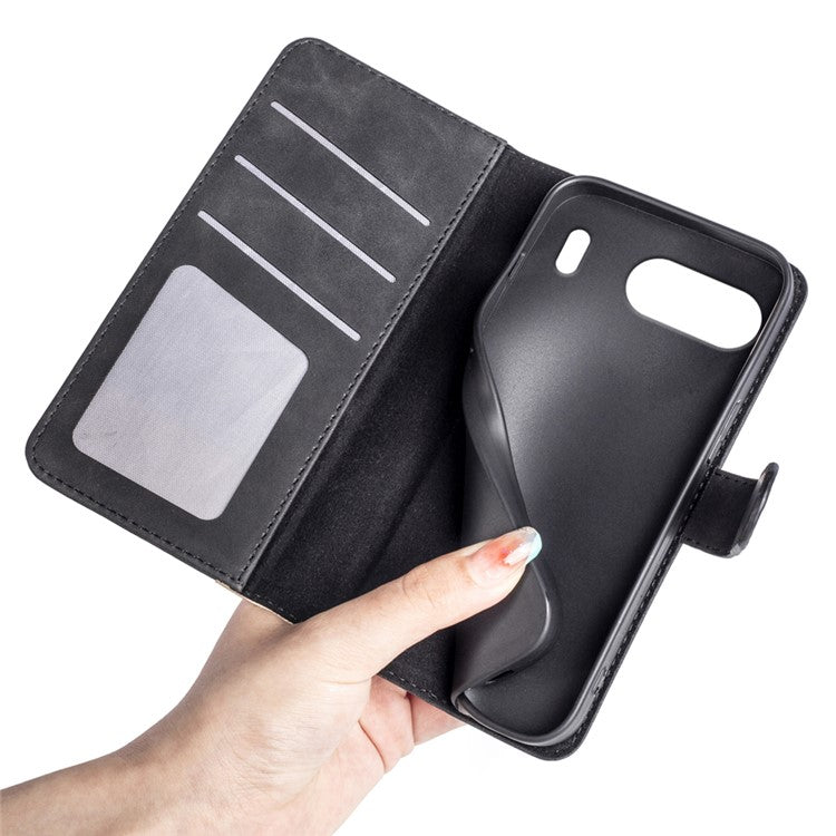 For OnePlus Nord 4 Wallet Case Leather Phone Cover Splicing Color - Black