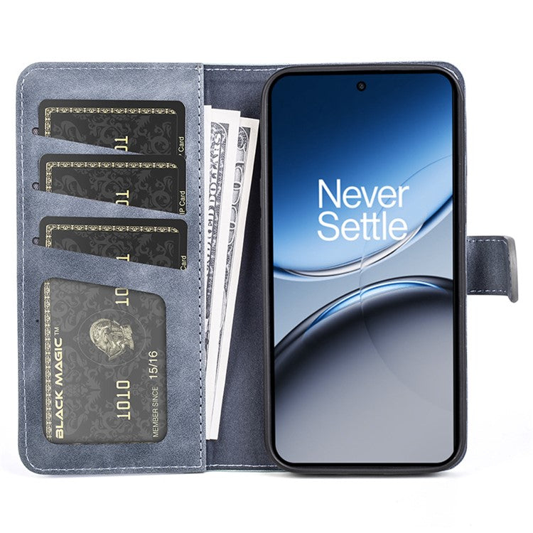 For OnePlus Nord 4 Wallet Case Leather Phone Cover Splicing Color - Blue