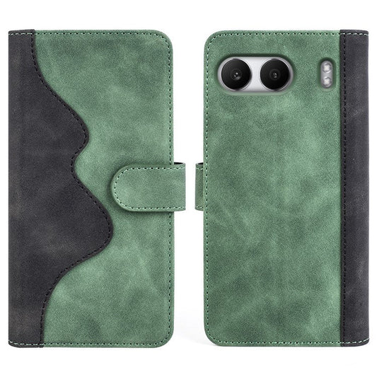 For OnePlus Nord 4 Wallet Case Leather Phone Cover Splicing Color - Green