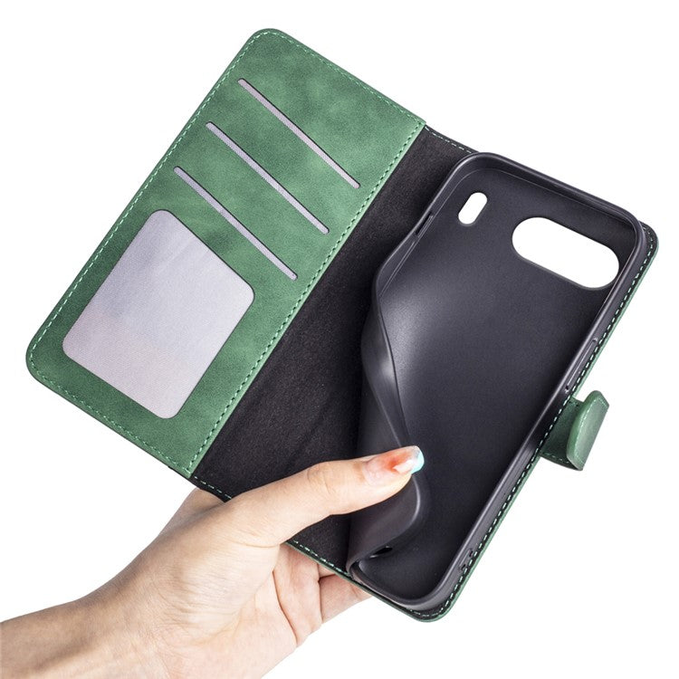 For OnePlus Nord 4 Wallet Case Leather Phone Cover Splicing Color - Green