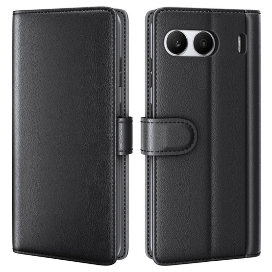 For OnePlus Nord 4 Case Genuine Split Leather Phone Cover Wallet Card Slot - Black