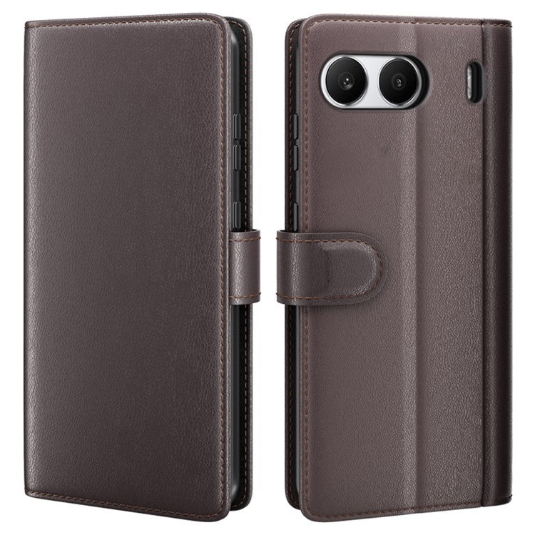 For OnePlus Nord 4 Case Genuine Split Leather Phone Cover Wallet Card Slot - Brown