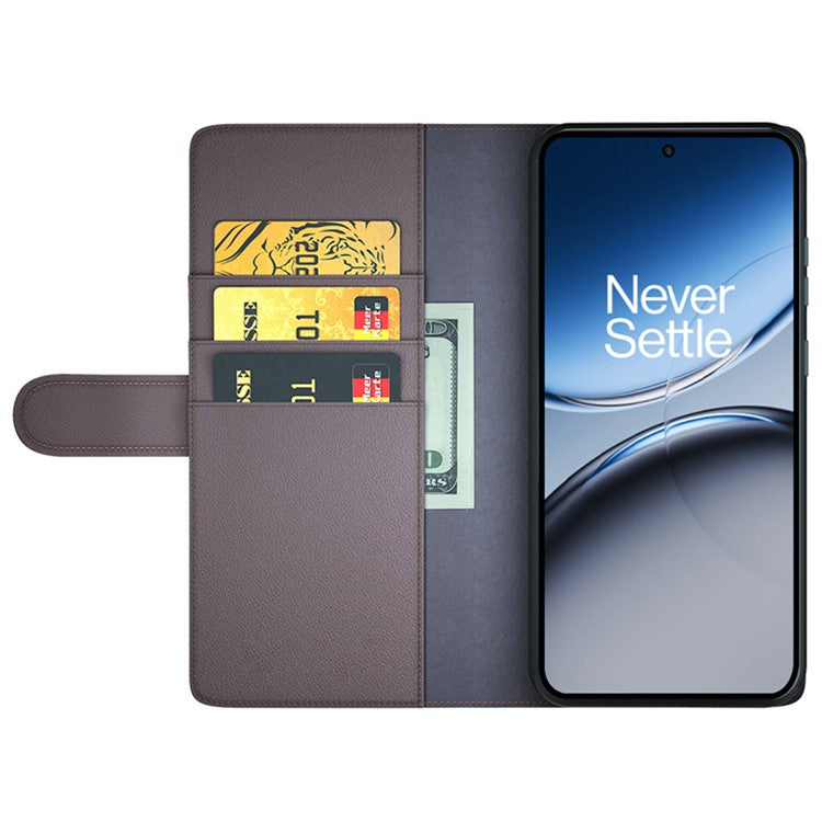 For OnePlus Nord 4 Case Genuine Split Leather Phone Cover Wallet Card Slot - Brown