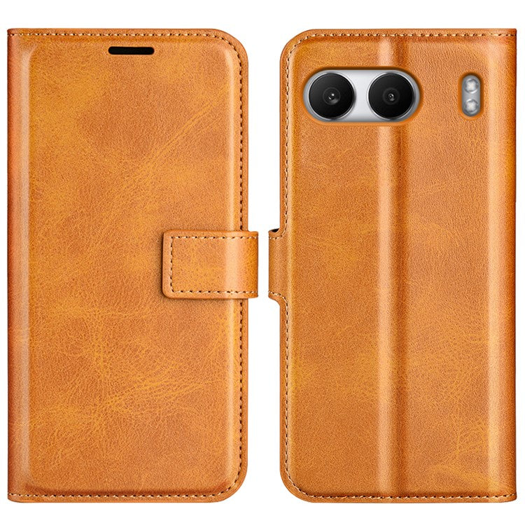 For OnePlus Nord 4 Stand Case Anti-Scratch Calf Texture Leather Phone Cover - Yellow