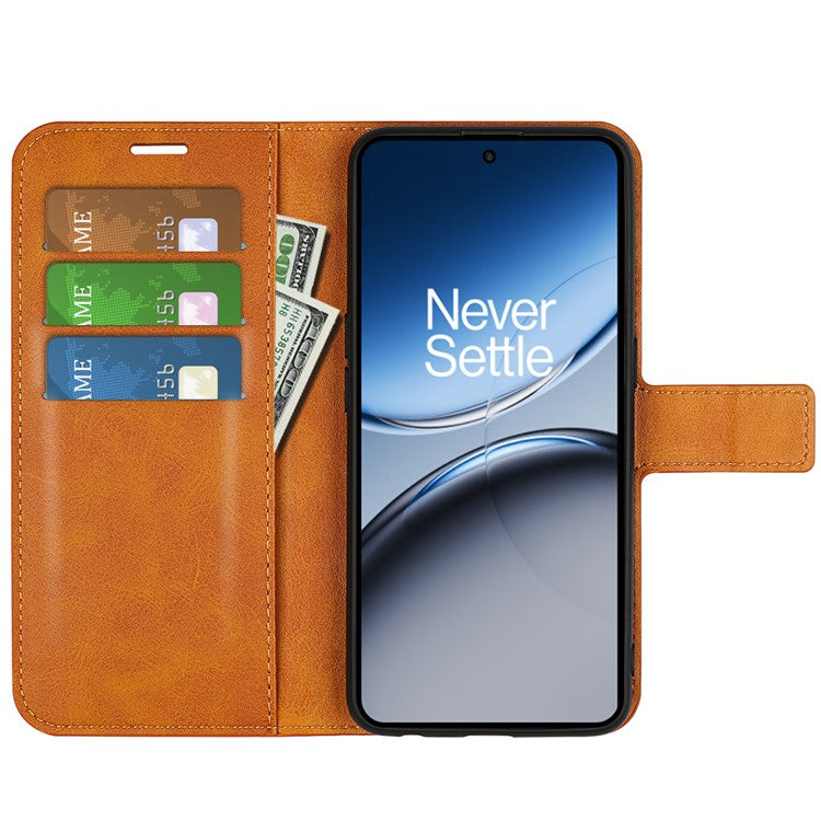 For OnePlus Nord 4 Stand Case Anti-Scratch Calf Texture Leather Phone Cover - Yellow