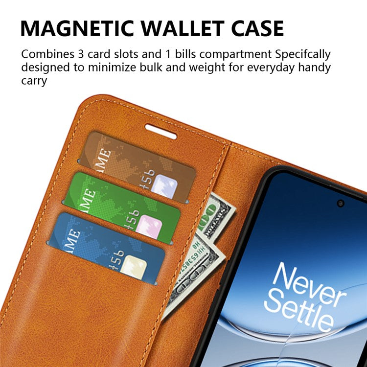 For OnePlus Nord 4 Stand Case Anti-Scratch Calf Texture Leather Phone Cover - Yellow