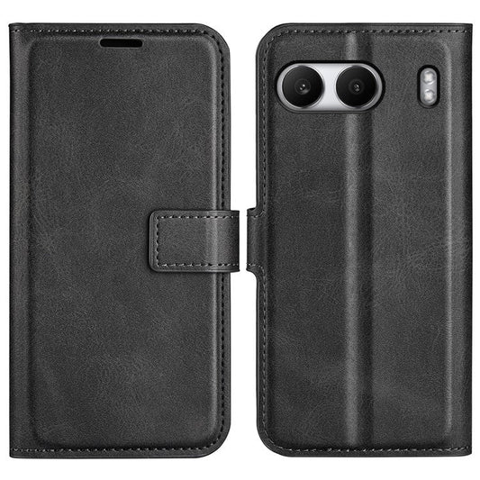 For OnePlus Nord 4 Stand Case Anti-Scratch Calf Texture Leather Phone Cover - Black