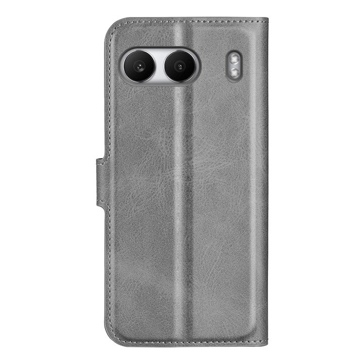 For OnePlus Nord 4 Stand Case Anti-Scratch Calf Texture Leather Phone Cover - Grey