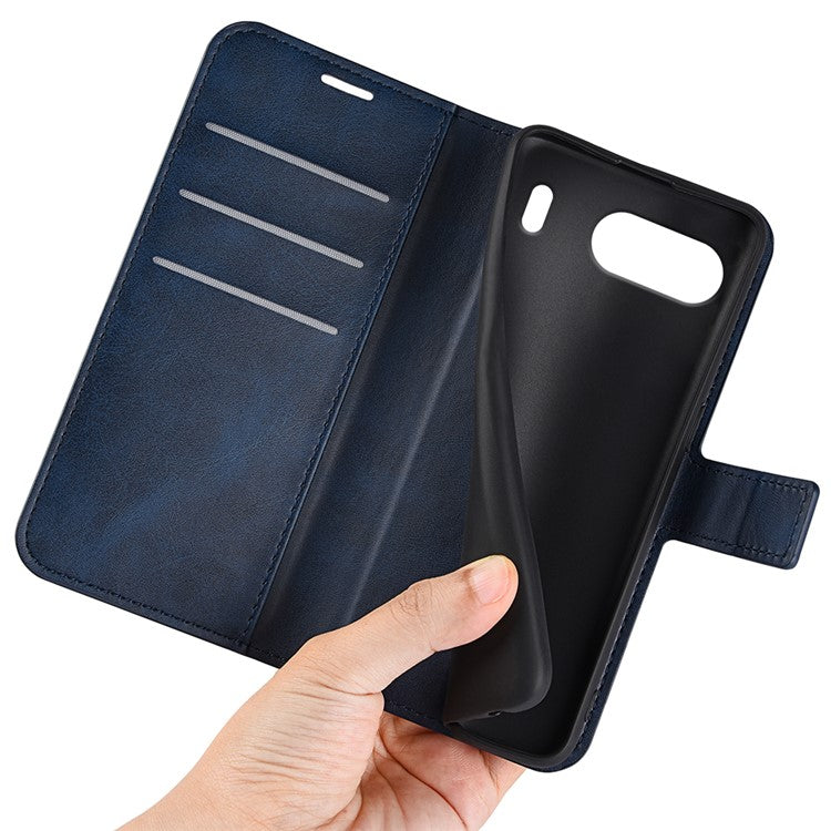 For OnePlus Nord 4 Stand Case Anti-Scratch Calf Texture Leather Phone Cover - Blue