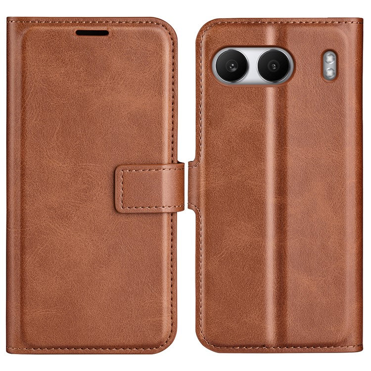 For OnePlus Nord 4 Stand Case Anti-Scratch Calf Texture Leather Phone Cover - Light Brown