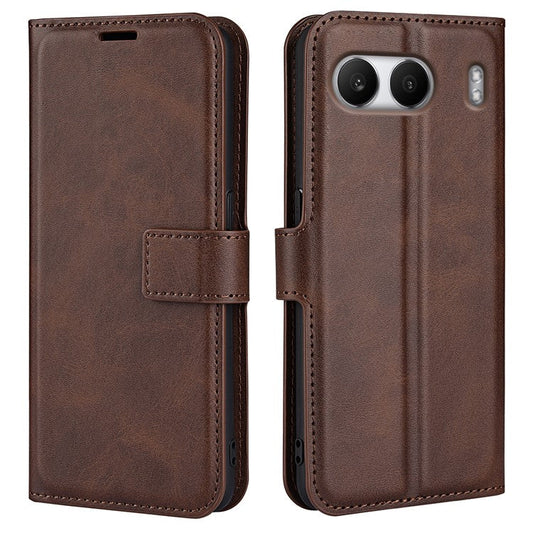 For OnePlus Nord 4 Stand Case Anti-Scratch Calf Texture Leather Phone Cover - Brown