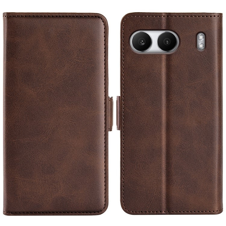 For OnePlus Nord 4 Stand Case Calf Texture Leather Wallet Phone Cover - Brown