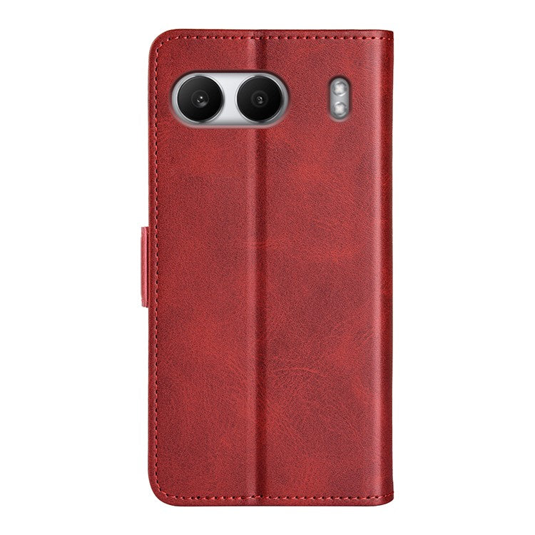 For OnePlus Nord 4 Stand Case Calf Texture Leather Wallet Phone Cover - Red