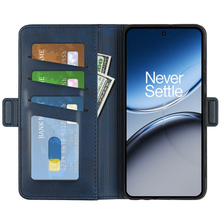 For OnePlus Nord 4 Stand Case Calf Texture Leather Wallet Phone Cover - Blue