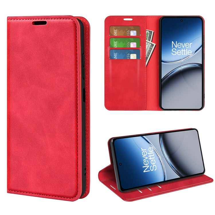 For OnePlus Nord 4 Case Skin-Touch Leather Wallet Phone Cover - Red