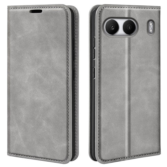 For OnePlus Nord 4 Case Skin-Touch Leather Wallet Phone Cover - Grey