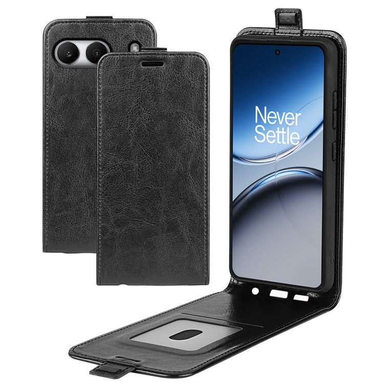For OnePlus Nord 4 Case with Card Slots Vertical Flip Leather Phone Cover - Black