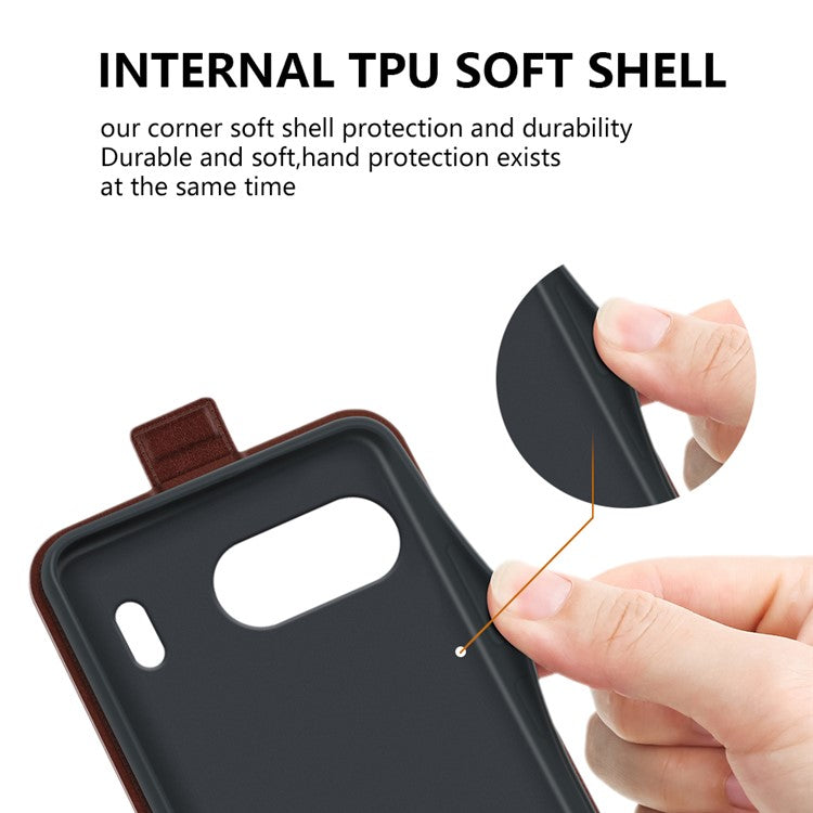 For OnePlus Nord 4 Case with Card Slots Vertical Flip Leather Phone Cover - Brown