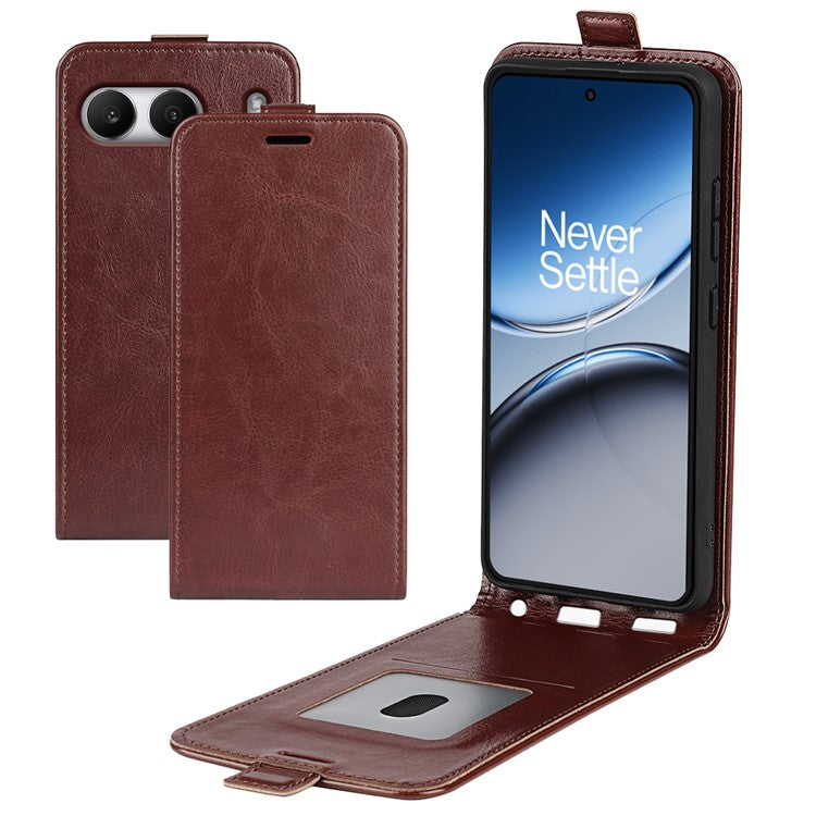 For OnePlus Nord 4 Case with Card Slots Vertical Flip Leather Phone Cover - Brown