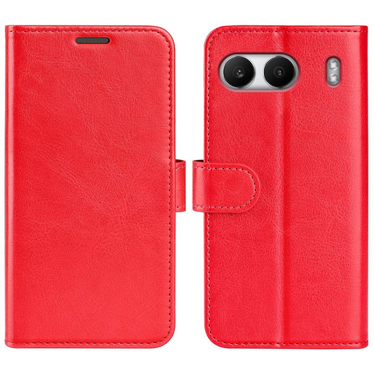 For OnePlus Nord 4 Wallet Case Crazy Horse Texture Stand Leather Phone Cover - Red