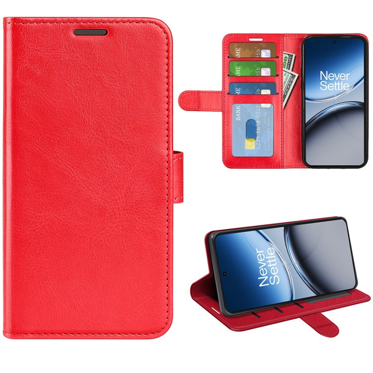 For OnePlus Nord 4 Wallet Case Crazy Horse Texture Stand Leather Phone Cover - Red