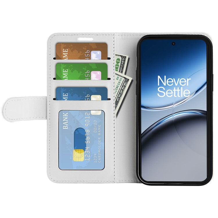 For OnePlus Nord 4 Wallet Case Crazy Horse Texture Stand Leather Phone Cover - White