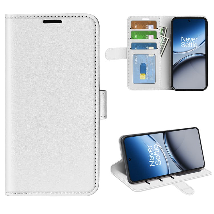 For OnePlus Nord 4 Wallet Case Crazy Horse Texture Stand Leather Phone Cover - White