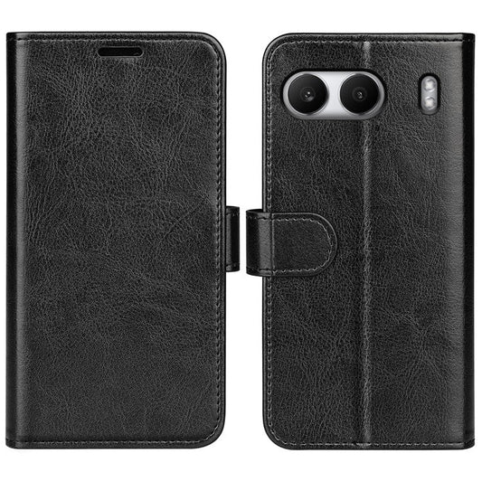 For OnePlus Nord 4 Wallet Case Crazy Horse Texture Stand Leather Phone Cover - Black