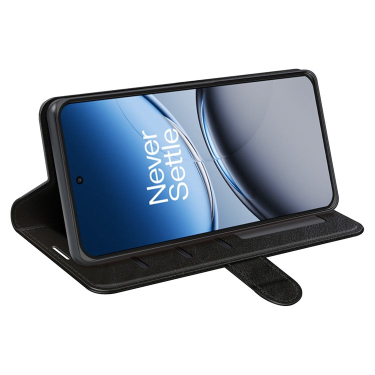 For OnePlus Nord 4 Wallet Case Crazy Horse Texture Stand Leather Phone Cover - Black