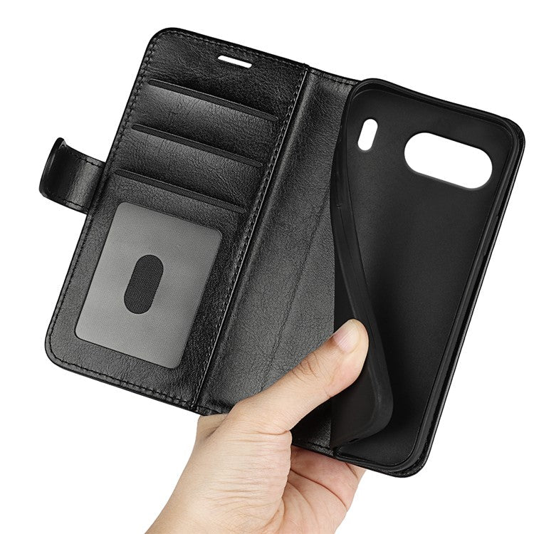 For OnePlus Nord 4 Wallet Case Crazy Horse Texture Stand Leather Phone Cover - Black