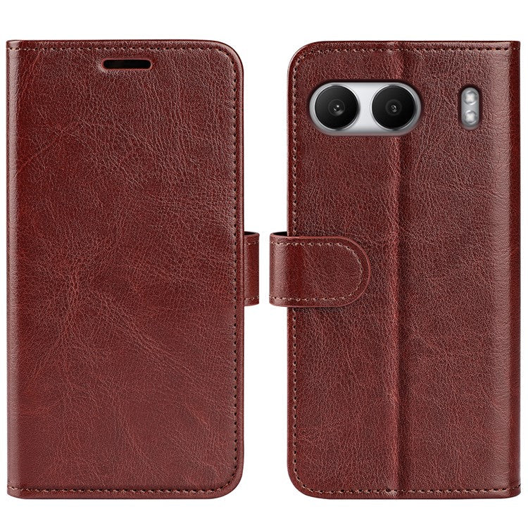 For OnePlus Nord 4 Wallet Case Crazy Horse Texture Stand Leather Phone Cover - Brown