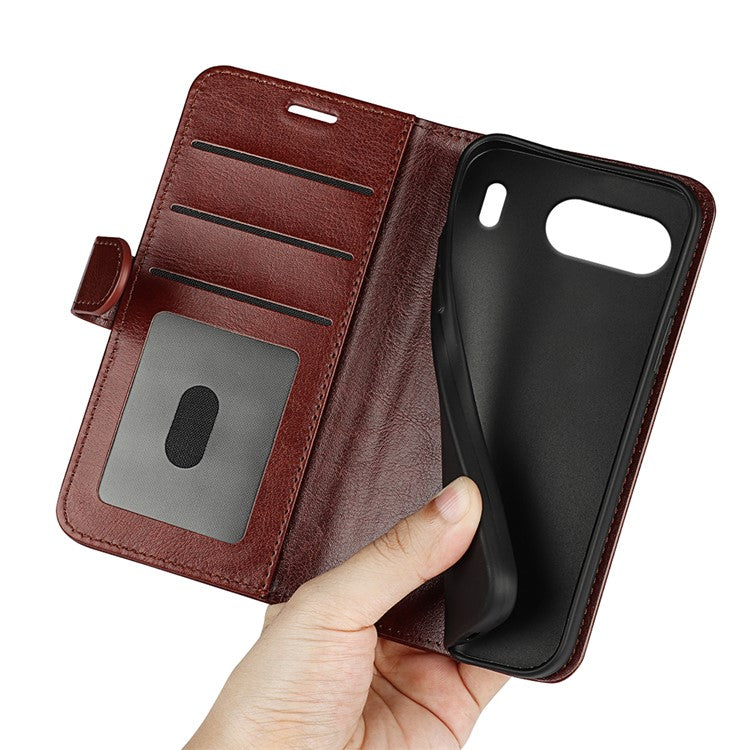 For OnePlus Nord 4 Wallet Case Crazy Horse Texture Stand Leather Phone Cover - Brown