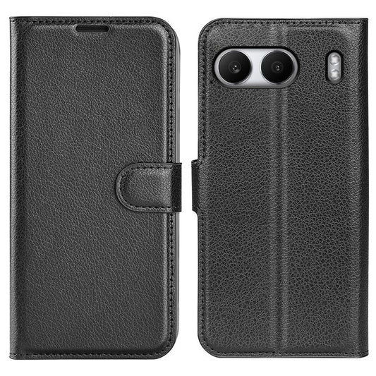 For OnePlus Nord 4 Case Litchi Texture Shockproof Leather Wallet Phone Cover - Black